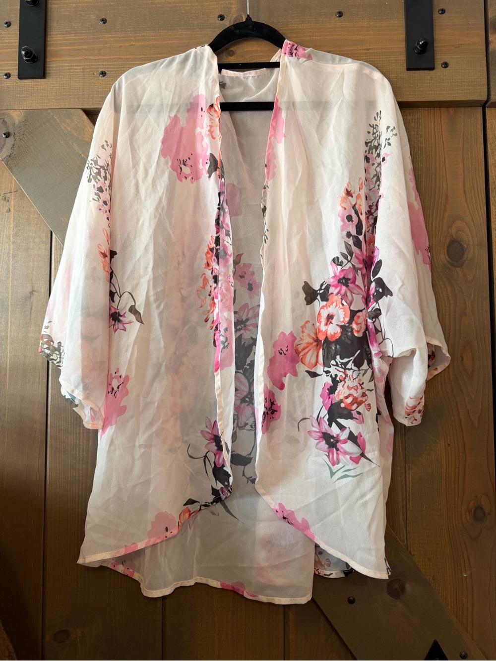 Floral Pink Sheer Kimono Cover-Up